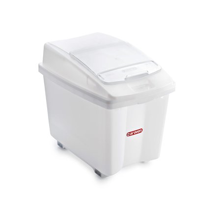 ARAVEN INGREDIENT BIN 21 Gal WITH WHEELS, REMOVABLE TRANSPARENT LID. 25 3/4" X 17 1/8" X 22" 00919